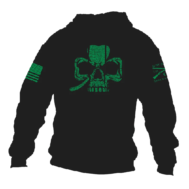 Women's Cozy Winter Attire Clover Skull Hoodie - Black