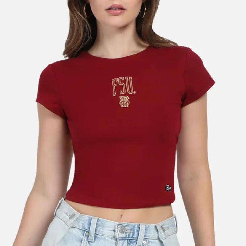 Women's Apparel And Garments Hype & Vice Women's FSU/Interlocking FS Short Sleeve Backless Crop - Garnet