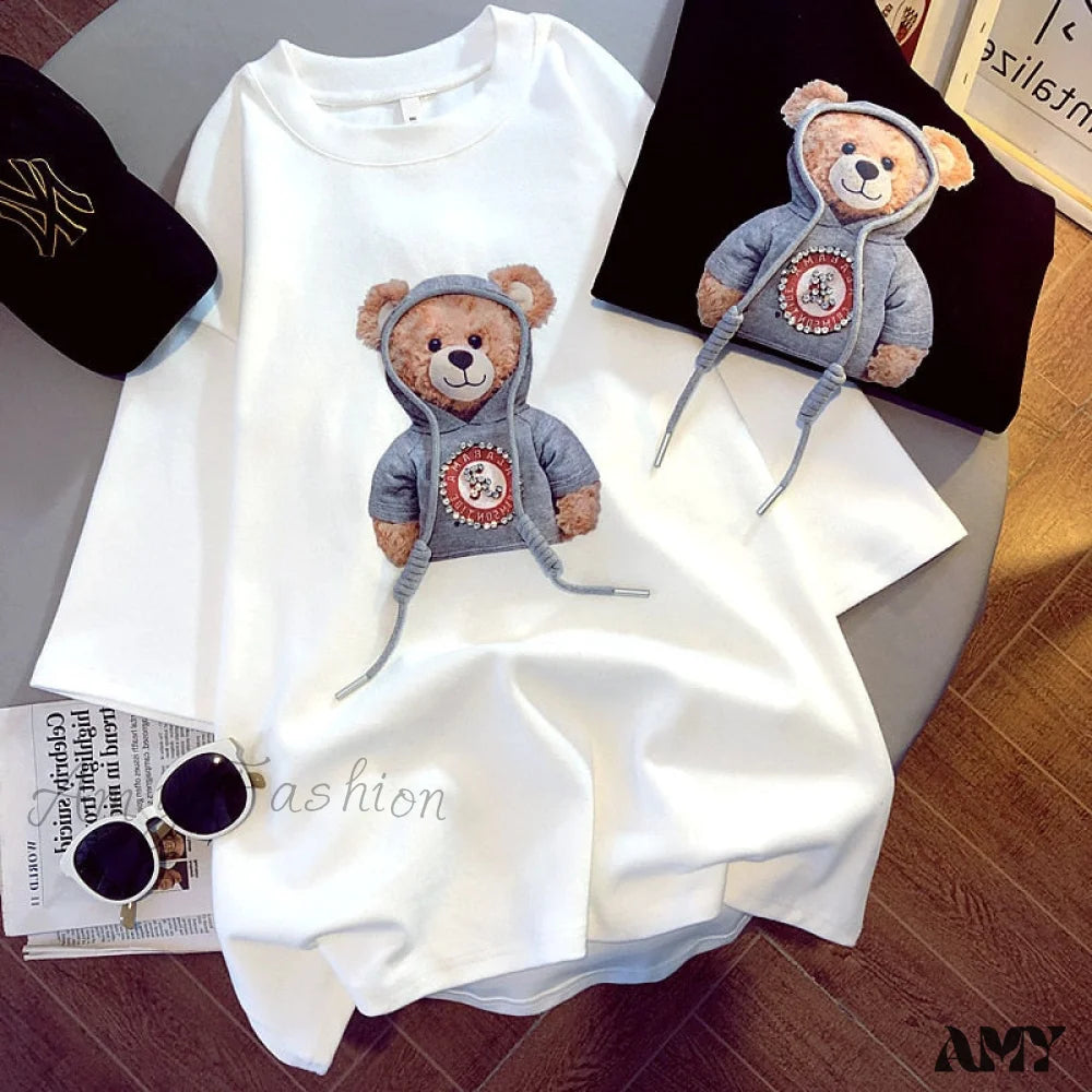 Modern Chic Discounts Amy Fashion - Short-sleeved Print Bear Korean Version T-shirts