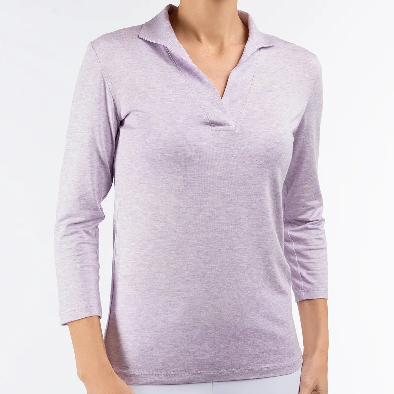 Women's Holiday Clothing Fitted Polo Collar Tee in Lilac