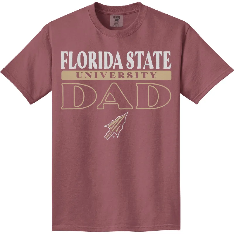 Limited Stock Image One Comfort Colors Adult/Unisex Florida State University Dad Design Short Sleeve T-shirt - Brick