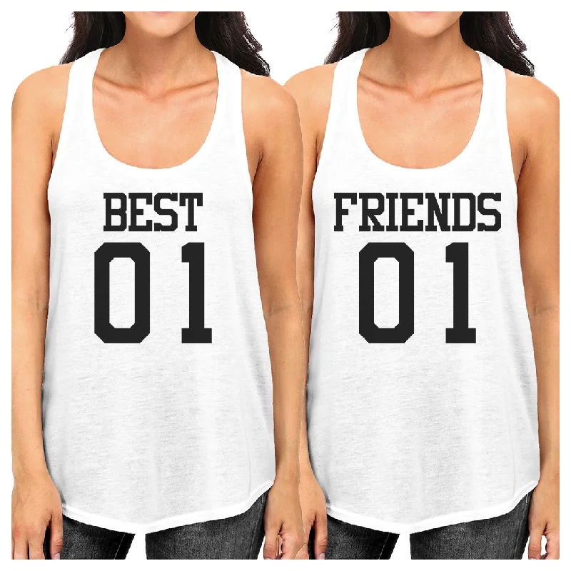 Women's Effortless Casual Outfit Best01 Friends01 BFF Matching Racerback Tank Tops