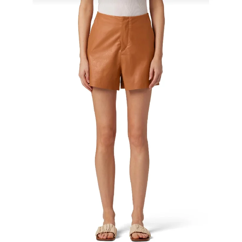 Women's Activewear Attire Weightless Vegan Leather Shorts In Almond