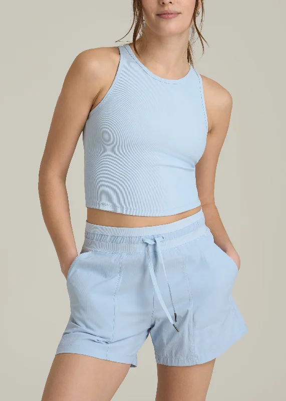 Unleash Your Fashion Cropped Ribbed Tank Top for Tall Women in Ice Blue