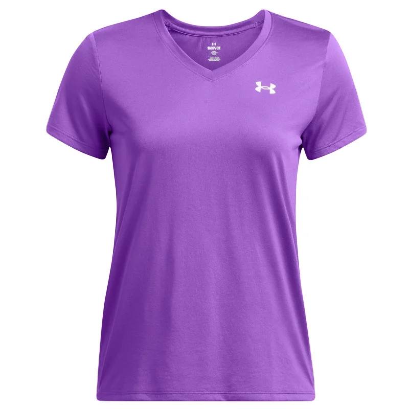 Women's Chic Outerwear Attire Under Armour Tech V-Neck Solid Training Tee - Womens - Lavish/White