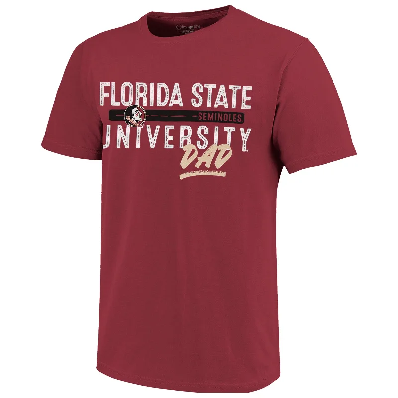 Women's Comfortable Lounge Garments Image One Men's Florida State University/Seminole Dad Design Short Sleeve T-shirt - Garnet