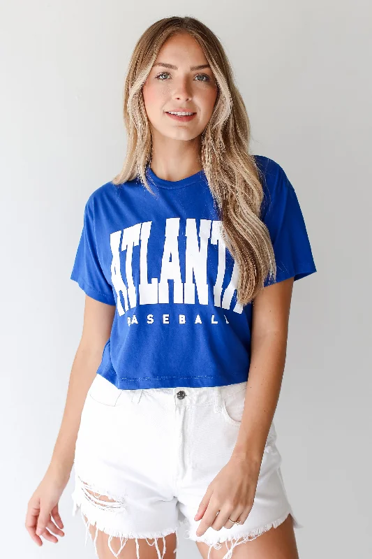 Classic Women's Apparel Royal Blue Atlanta Baseball Cropped Tee