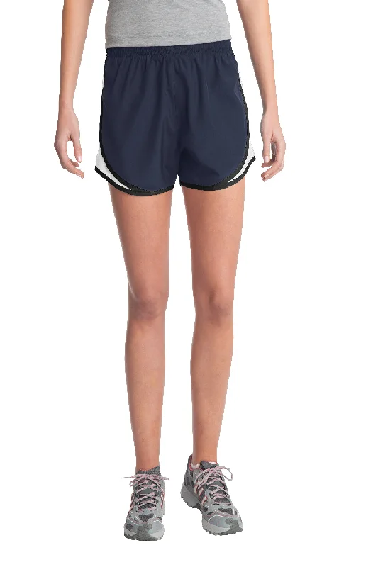 Women's Plus-Size Casual Outfit Sport-Tek Womens Cadence Moisture Wicking Shorts - True Navy Blue/White/Black